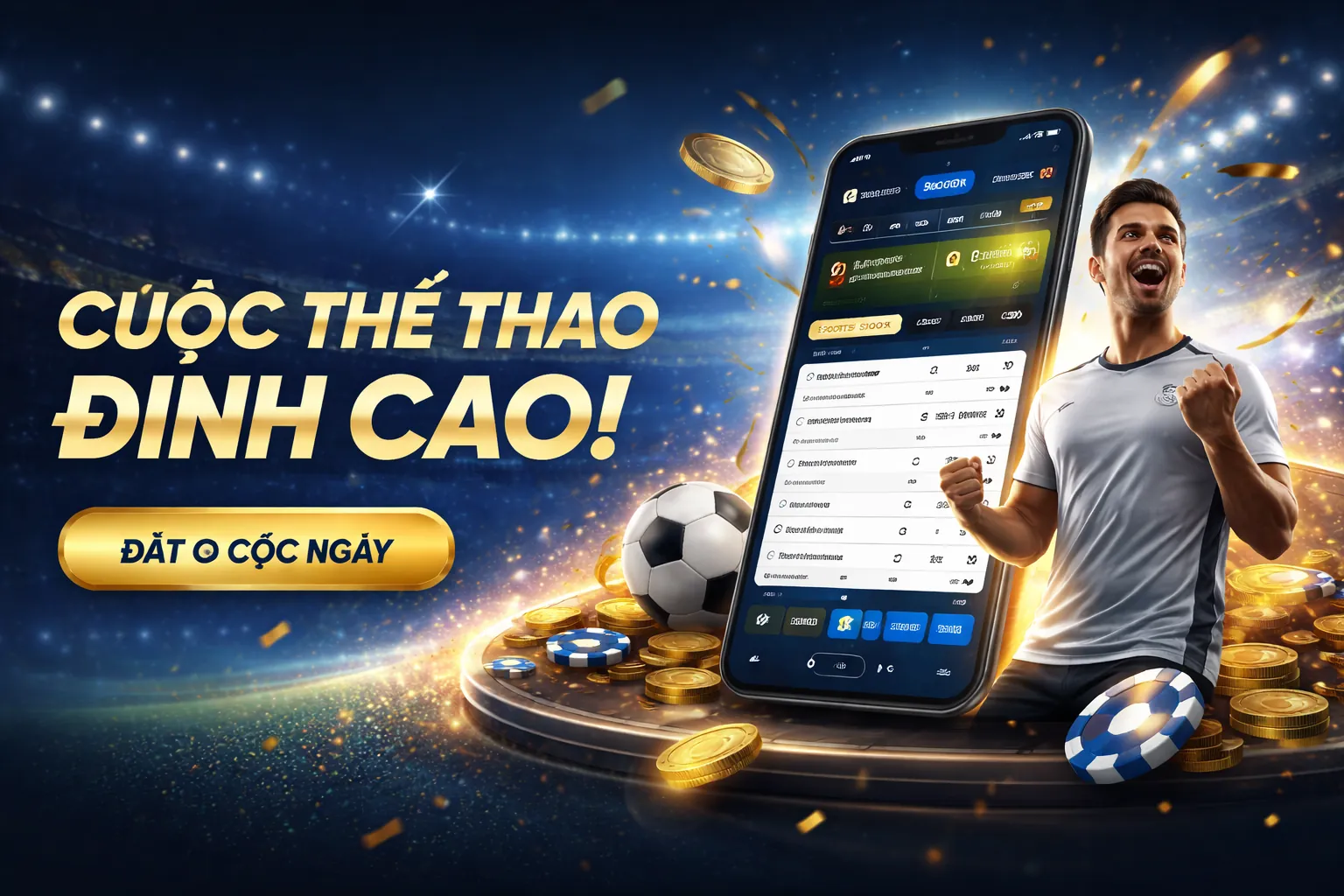 Sân vận động với ánh đèn rực rỡ và người hâm mộ cuồng nhiệt, thể hiện sự sôi động của cá cược thể thao tại 123b